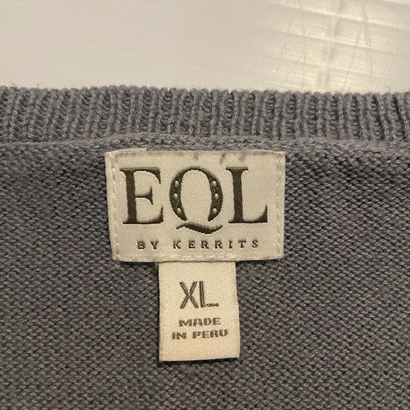 EQL by Kerrits Lucky Horseshoe Cable Equestrian Sporty Preppy Sweater Size XL - Picture 7 of 10